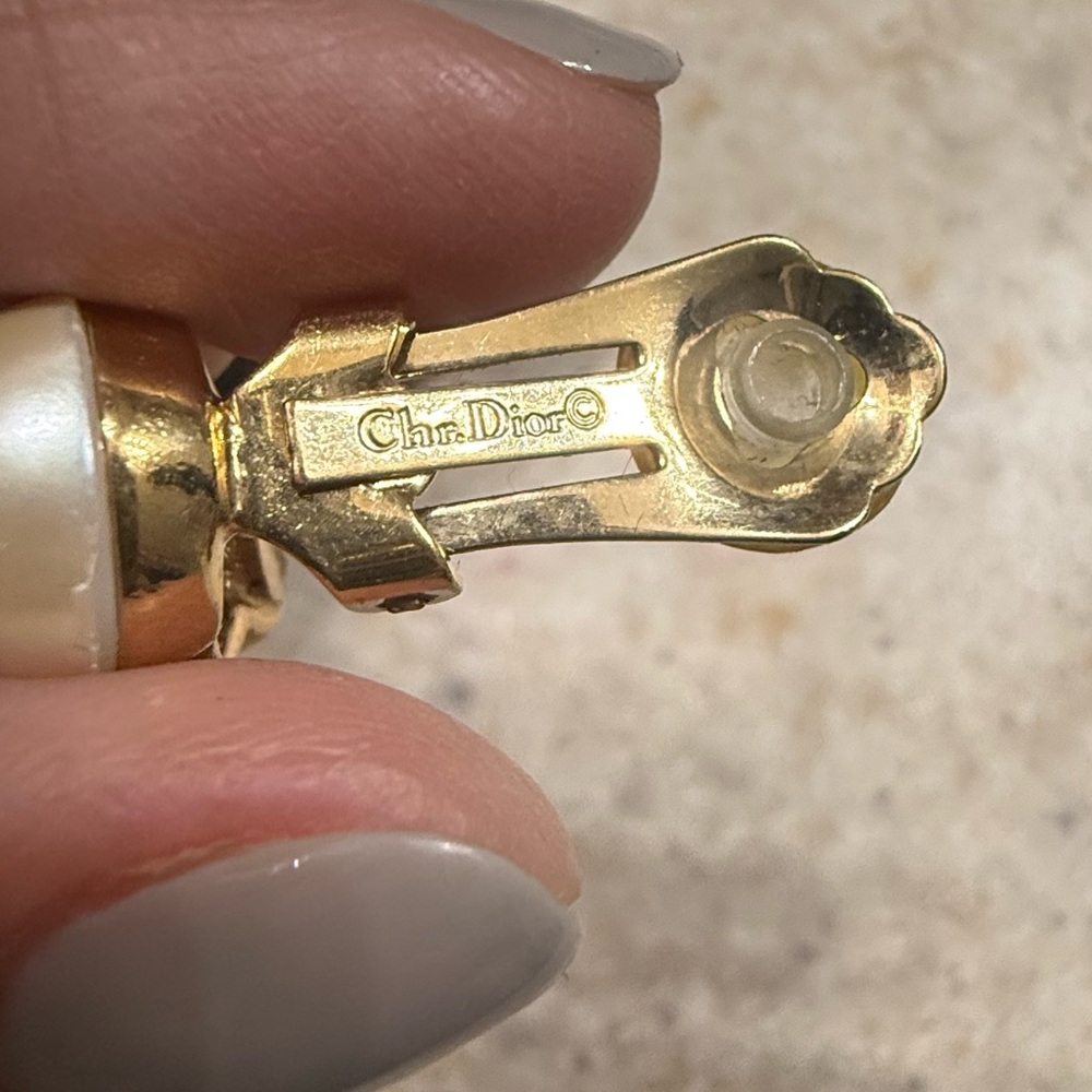 Christian Dior Vintage Pearl Earrings; Clip on - Picture 3 of 5